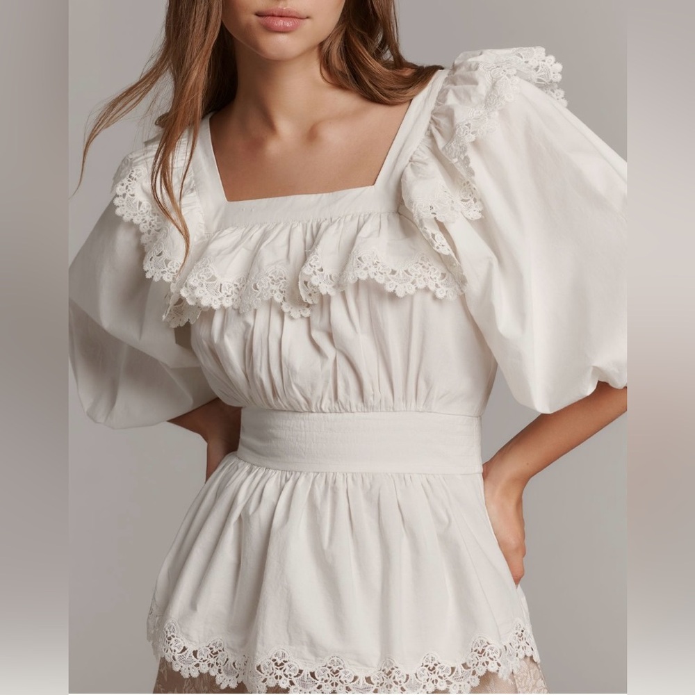 Maeve Peplum Eyelet Blouse